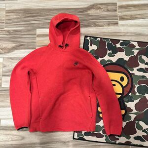 Red Nike Tech Fleece Pullover Hoodie